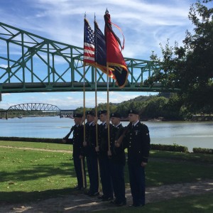 Color Guard, US Army 116th Brigade Combat Team, successors of the August Co. Militia who fought at the Battle of Point Pleasant, October 10, 1774